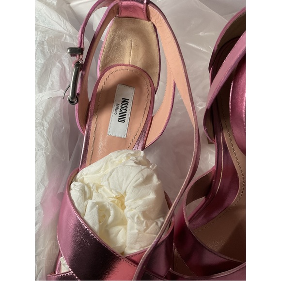 MOSCHINO ~Logo Crisscross Heel Sandals (NWT) - Picture 10 of 13